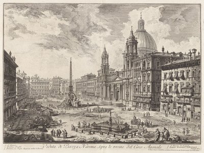 Pohled na Piazza Navona nad ruinami Circus Agonalis (Pohled na Piazza Navona nad ruinami Domitianova cirku), z Vedute di Roma (Pohledy na Řím) od Giovanni Battista Piranesi