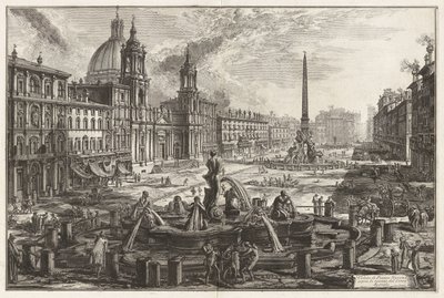 Pohled na Piazza Navona nad zříceninami Circus Agonalis [Domitianův cirkus], z Vedute di Roma (Pohledy na Řím) od Giovanni Battista Piranesi