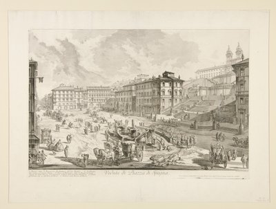 Pohled na Piazza di Spagna, z Pohledy na Řím od Giovanni Battista Piranesi