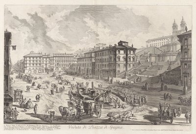 Pohled na Piazza di Spagna, z Vedute di Roma (Pohledy na Řím) od Giovanni Battista Piranesi