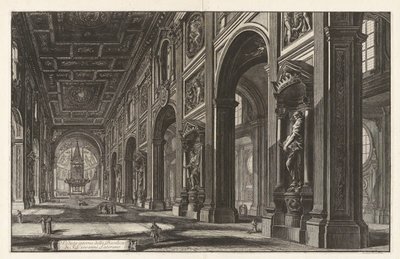 Vnitřní pohled na baziliku San Giovanni in Laterano, z „Vedute di Roma“ od Giovanni Battista Piranesi