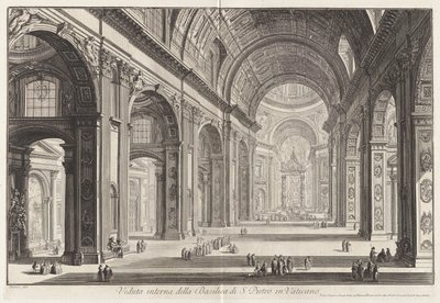 Vnitřní pohled na baziliku svatého Petra od Giovanni-Battista Piranesi
