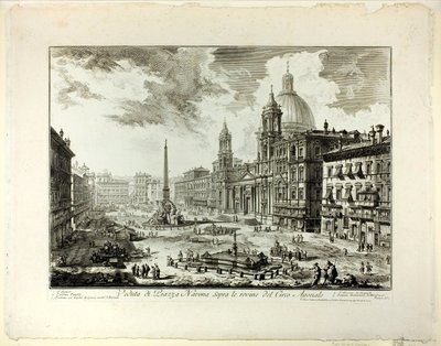 Pohled na náměstí Piazza Navona nad ruinami Circus of Domitian, z Views of Rome od Giovanni Battista Piranesi