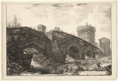 Pohled na Ponte Lugano na Anio, z Views of Rome od Giovanni Battista Piranesi