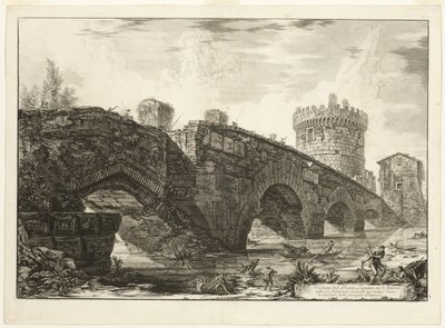 Pohled na Ponte Lugano na Anio, z Views of Rome od Giovanni Battista Piranesi