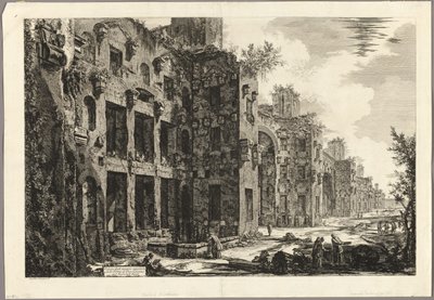 Pohled na viditelné zbytky Diokleciánových lázní v S. Maria degli Angeli, z Pohledů na Řím od Giovanni Battista Piranesi