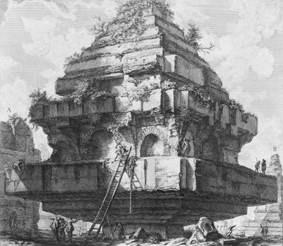 Pohled na velkou stavbu, pozůstatky hrobky Metelli na Appian Way..., 1756-57. od Giovanni Battista Piranesi