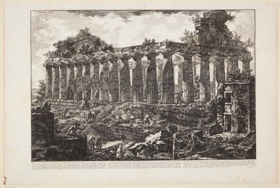 Pohled na další chrám ve městě Paestum, o němž se obecně soudí, že byl zasvěcen Junoně [...] od Giovanni Battista Piranesi