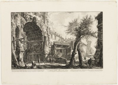 Pohled na Titův oblouk z Vedute di Roma (Pohledy na Řím) od Giovanni Battista Piranesi
