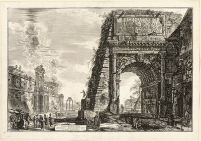 Pohled na Titův oblouk z Pohledů na Řím od Giovanni Battista Piranesi