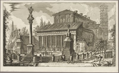 Ansicht der Basilika S. Lorenzo fuori delle Mura, aus Ansichten von Rom von Giovanni-Battista Piranesi