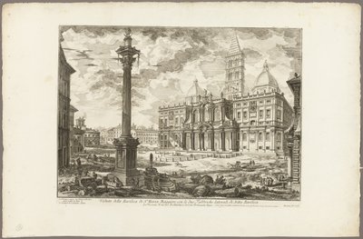 Pohled na baziliku S. Maria Maggiore se dvěma přilehlými křídly z Pohledů na Řím od Giovanni Battista Piranesi