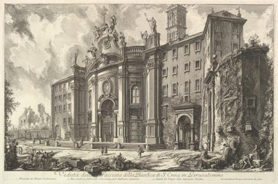 Pohled na průčelí baziliky S. Croce v Gerusalemme [Svatý kříž v Jerus..., ca. 1750. od Giovanni Battista Piranesi