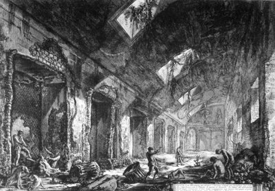 Pohled na Heliocamina v Hadriánově vile, Tivoli, ze série „Pohledy na Řím“, kolem roku 1760 od Giovanni Battista Piranesi