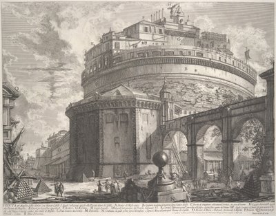 Pohled na mauzoleum císaře Hadriána nyní zvané Castel S. Angelo..., ca. 1756. od Giovanni Battista Piranesi
