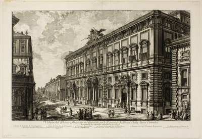 Pohled na Palazzo della Consulta na Quirinal, kde sídlí papežský sekretariát, z Views of Rome od Giovanni Battista Piranesi