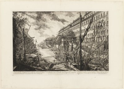 Pohled na přístav Ripa Grande, z výhledů na Řím od Giovanni Battista Piranesi