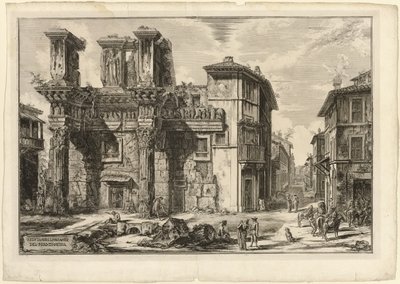 Pohled na zbytky fóra Nerva z Pohledů na Řím od Giovanni Battista Piranesi