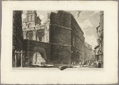 Pohled na zbytky fóra Nerva z Pohledů na Řím od Giovanni Battista Piranesi