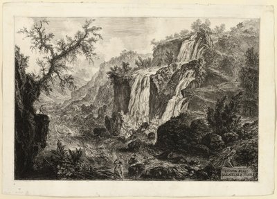 Pohled na Malý vodopád a peřeje, Tivoli, z Views of Rome od Giovanni Battista Piranesi