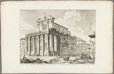 Pohled na chrám Antonina a Faustiny na Foru Romanu, z Pohledů na Řím od Giovanni Battista Piranesi