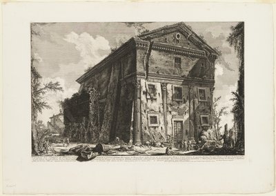 Pohled na Bakchův chrám, nyní kostel S. Urbano, dvě míle vzdálený od Říma, za Porta S. Sebastiano, z Pohledy na Řím od Giovanni Battista Piranesi