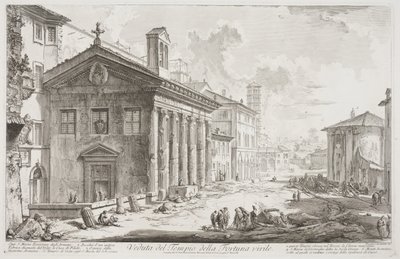 Pohled na chrám Fortuna Virilis, nyní arménský kostel S. Maria Egiziaca, cca 1760-78 (lept) od Giovanni Battista Piranesi