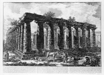 Pohled na chrámy Paestum (litho) od Giovanni Battista Piranesi