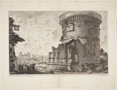 Pohled na hrobku Plautii na silnici, která vede z Říma do Tivoli poblíž Ponte Lugano od Giovanni Battista Piranesi
