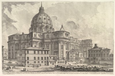 Pohled na exteriér baziliky svatého Petra ve Vatikánu, z Vedute di Roma Roma..., ca. 1748. od Giovanni Battista Piranesi