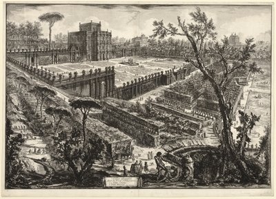 Villa Pamphili mimo Porta S. Pancrazio, z výhledu na Řím od Giovanni Battista Piranesi