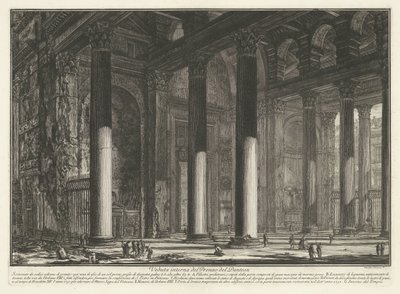 Portál pro Pantheon v Římě Vnitřní pohled na Pronaos Pantheonu (název na objektu) Gezichten op Rome (název série) Pohledy na Řím navržený a vyrytý architektem Giambattista Piranesi Ve (nez) iano (název série) od Giovanni Battista Piranesi