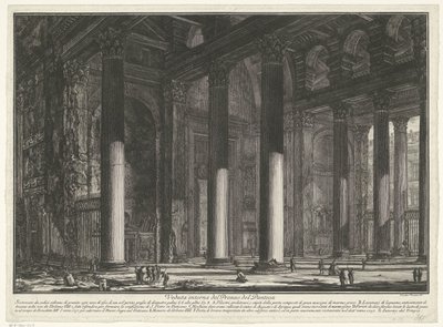 Portál pro Pantheon v Římě Vnitřní pohled na Pronaos Pantheonu (název na objektu) Gezichten op Rome (název série) Pohledy na Řím navržený a vyrytý architektem Giambattista Piranesi Ve (nez) iano (název série) od Giovanni Battista Piranesi