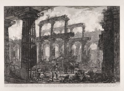 Pohled na zbytky Cella Neptunova chrámu z různých pohledů od Giovanni Battista Piranesi