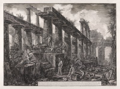 Pohled na zbytky Cella Neptunova chrámu z různých pohledů od Giovanni Battista Piranesi