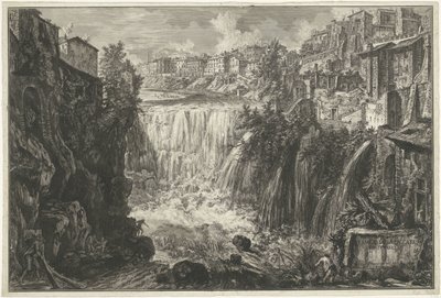 Waterval v Tivoli Pohled na vodopád Tivoli (název na objektu) Gezichten op Rome (název série) Pohledy na Řím navržený a vyrytý architektem Giambattista Piranesi Ve (nez) iano (název série) od Giovanni-Battista Piranesi