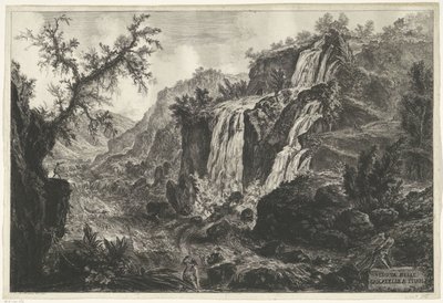 Watervallen te Tivoli Pohled na Cascatelle v Tivoli (název na objektu) Gezichten op Rome (název série) Pohledy na Řím navržený a vyrytý architektem Giambattista Piranesi Ve (nez) iano (název série) od Giovanni Battista Piranesi