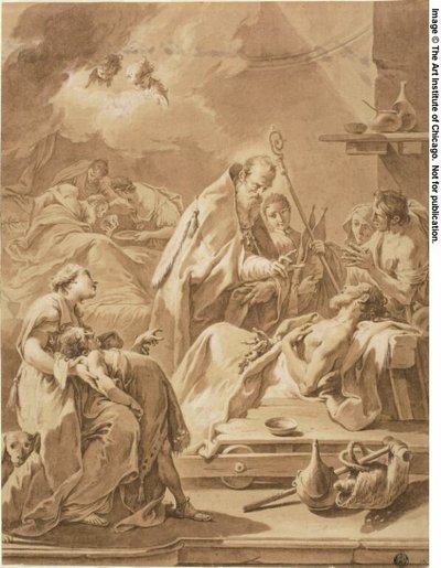Svatý Gilbert navštěvuje nemocné od Giovanni Battista Pittoni the Younger