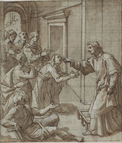 Svatý Vavřinec uzdravuje slepce od Giovanni Battista Pozzi