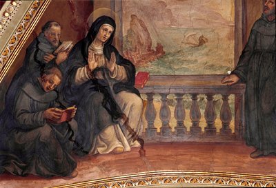 Historie života svaté Moniky, matky svatého Augustina z Hrocha. Freska od Giovana Battisty Ricciho (1537-1627) Řím, kostel Sant