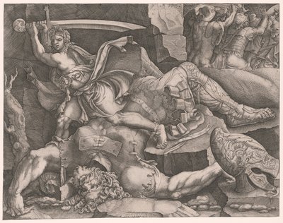 David usekl Goliášovi hlavu od Giovanni Battista Scultori