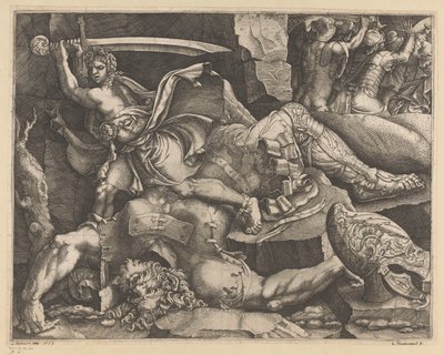David setne hlavu Goliášovi od Giovanni Battista Scultori