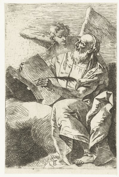 Evangelista Matouš s andělem Čtyři evangelisté (název série) od Giovanni Battista Tiepolo (attributed to)