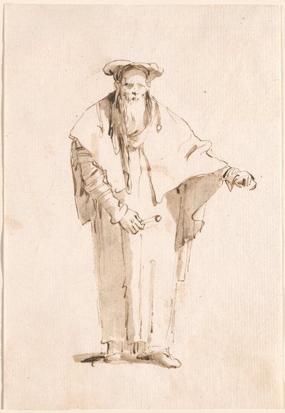 Stojící orientální drží prut od Giovanni Battista Tiepolo