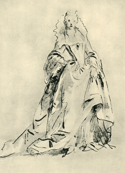 Dáma v šatech s vysokým límečkem a špičatým živůtkem, počátek 18. století, 1943. od Giovanni Battista Tiepolo