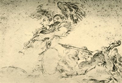 Andělé hrající na hudební nástroje, c1755, 1928 od Giovanni Battista Tiepolo