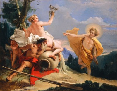 Apollo pronásleduje Daphne, kolem 1755-60 od Giovanni Battista Tiepolo