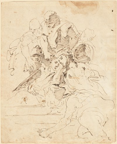 Klasické postavy shromážděné kolem urny od Giovanni Battista Tiepolo