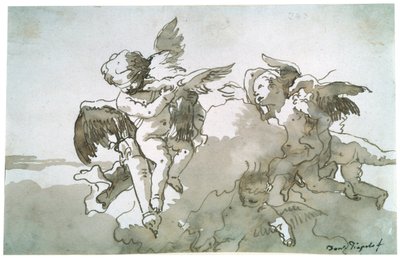 Amoretten mit Tauben und einer Fackel, 17. Jahrhundert von Giovanni Battista Tiepolo