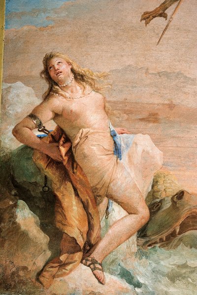 Detail Angeliky, od Ruggera Osvobozující Angeliku, z pokoje Orlanda Furiosa v Palazzině, 1757 od Giovanni Battista Tiepolo